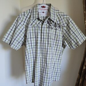 7 Diamonds Men's Green & Brown Plaid Shirt
